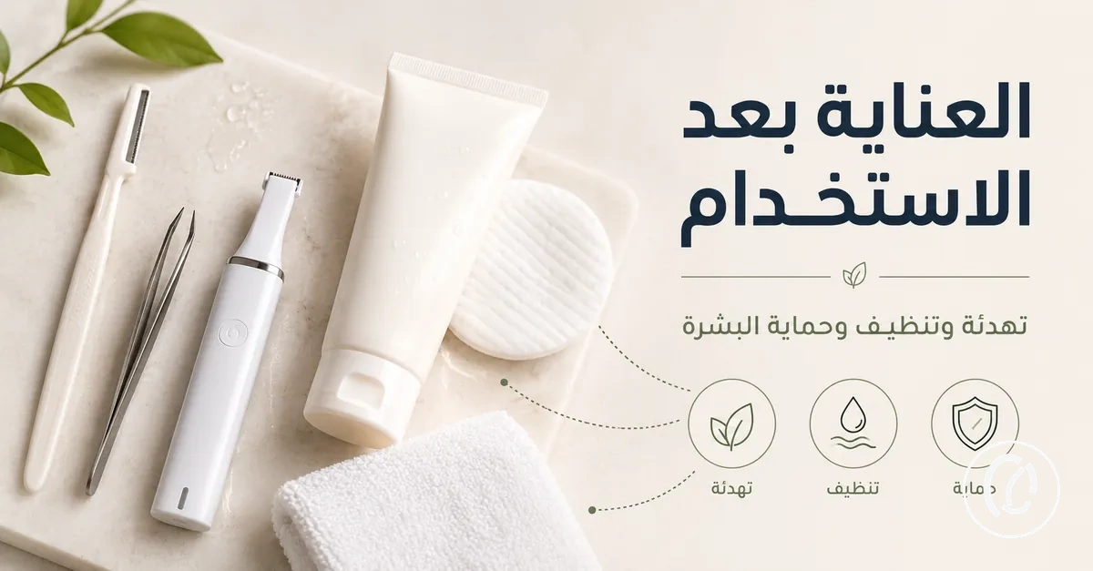 منتجات عناية موضوعة بجانب أدوات إزالة شعر الوجه