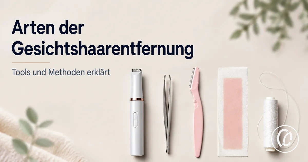 Verschiedene Arten von Tools zur Gesichtshaarentfernung nebeneinander gezeigt