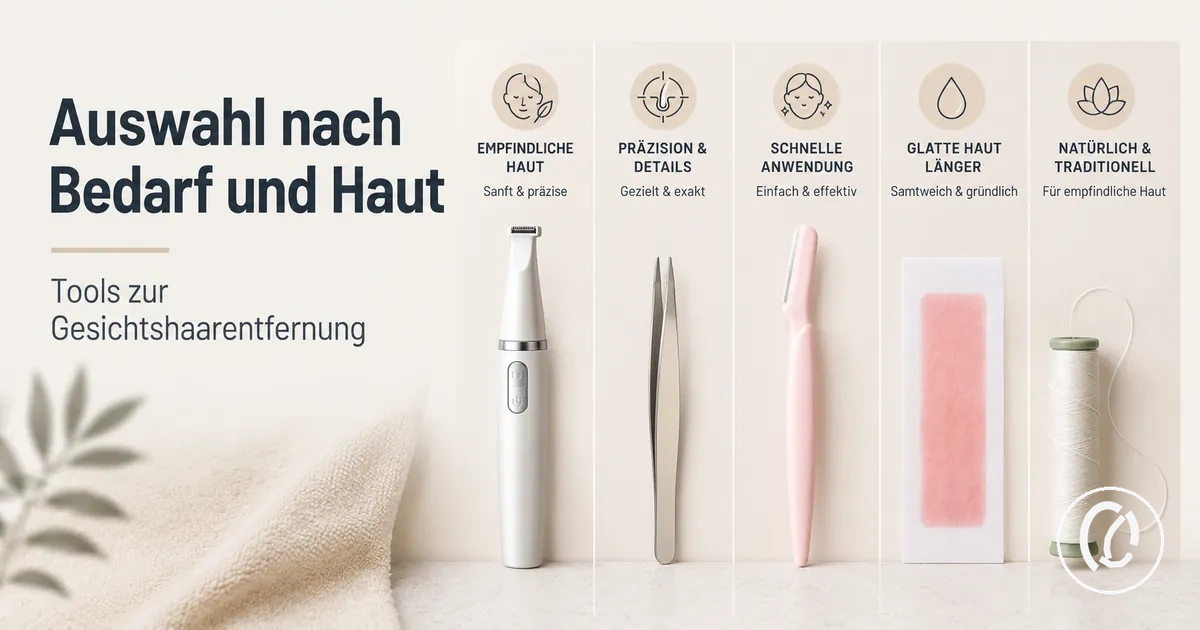 Tools zur Gesichtshaarentfernung nach Hauttyp und Nutzerbedarf gruppiert