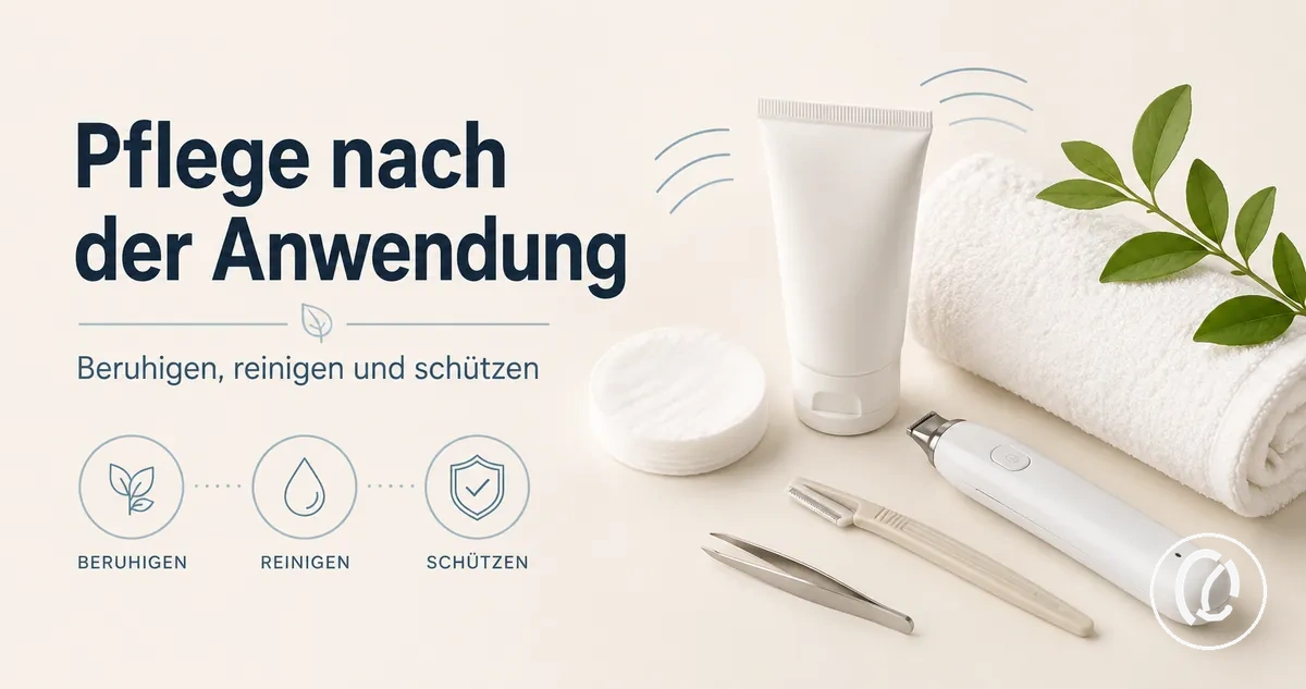 Pflegeprodukte neben Tools zur Gesichtshaarentfernung