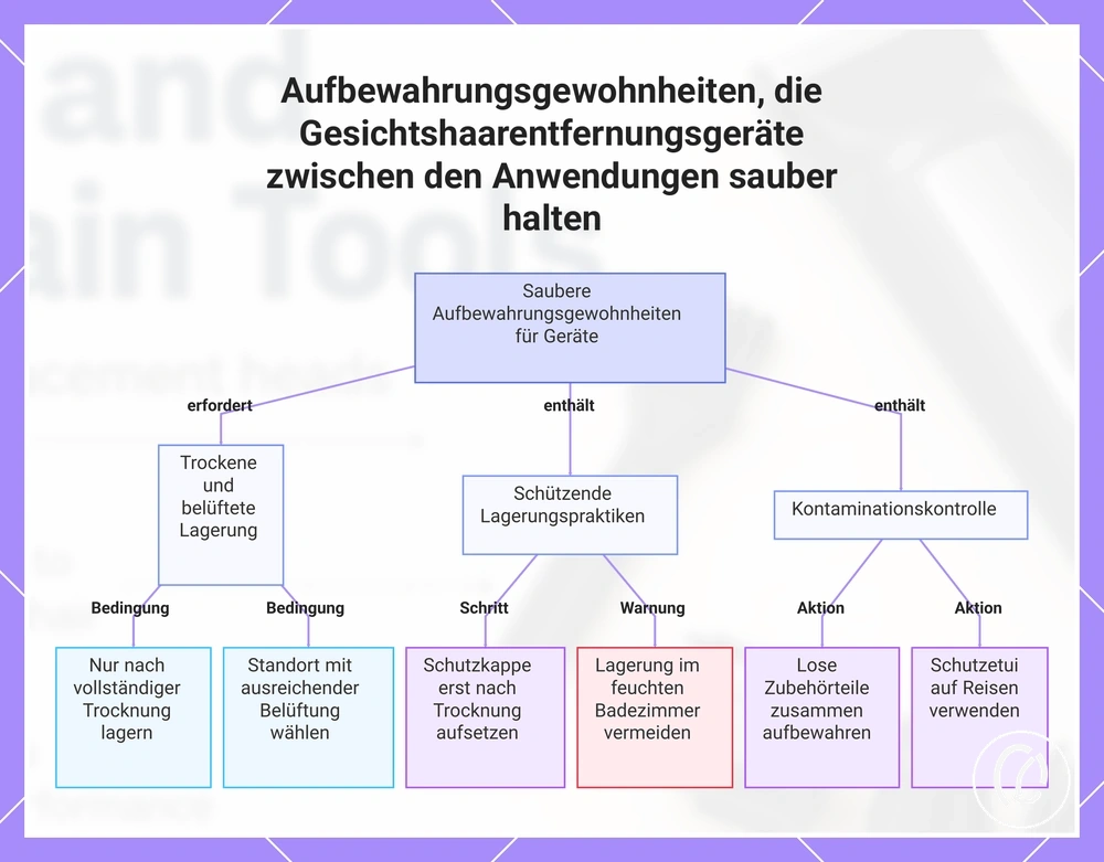 Aufbewahrungsgewohnheiten, die Gesichtshaarentfernungsgeräte zwischen den Anwendungen sauber halten