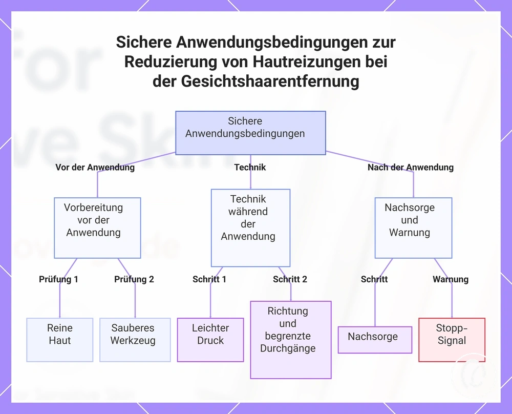 Sichere Anwendungsbedingungen zur Reduzierung von Hautreizungen bei der Gesichtshaarentfernung