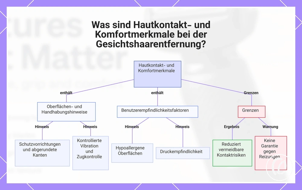 Was sind Hautkontakt- und Komfortmerkmale bei der Gesichtshaarentfernung?