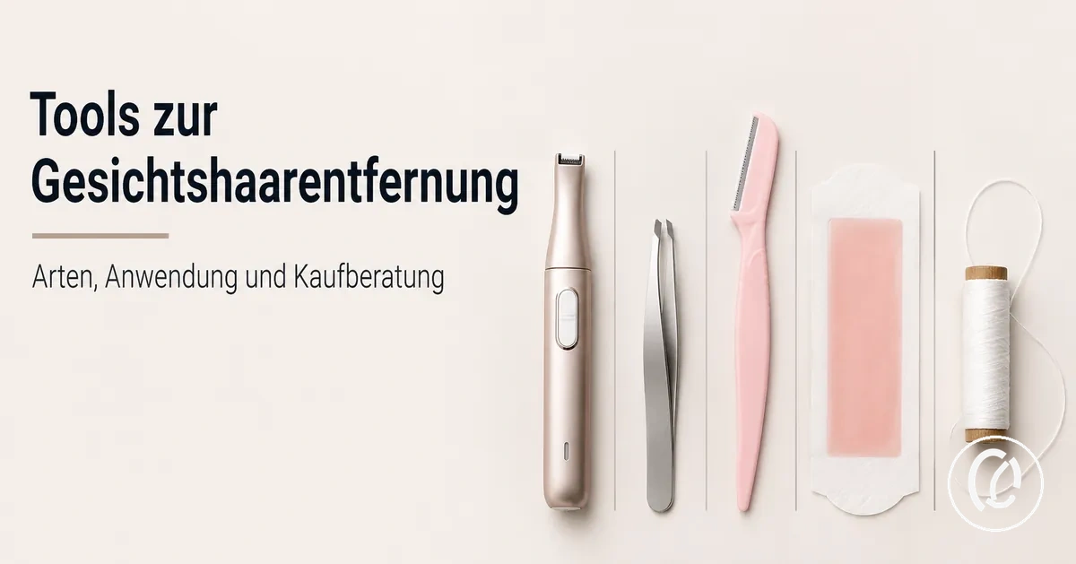Set mit Tools zur Gesichtshaarentfernung zum Vergleich von Arten und Anwendungen