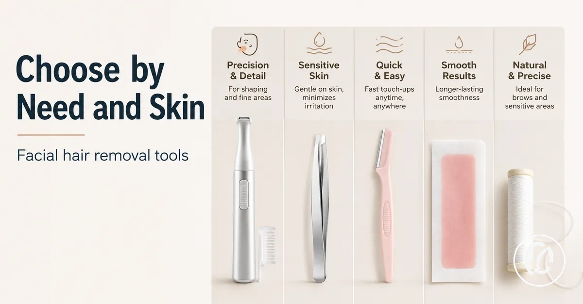 Facial hair removal tools grouped by skin concern and user need