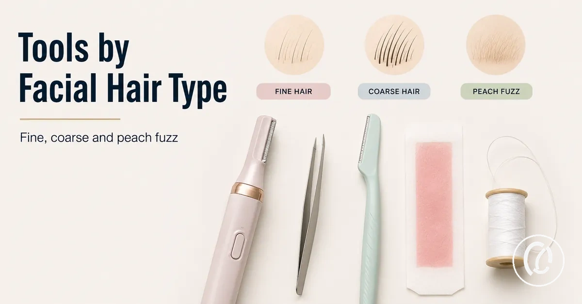 Facial hair removal tools selected for fine hair, coarse hair, and peach fuzz