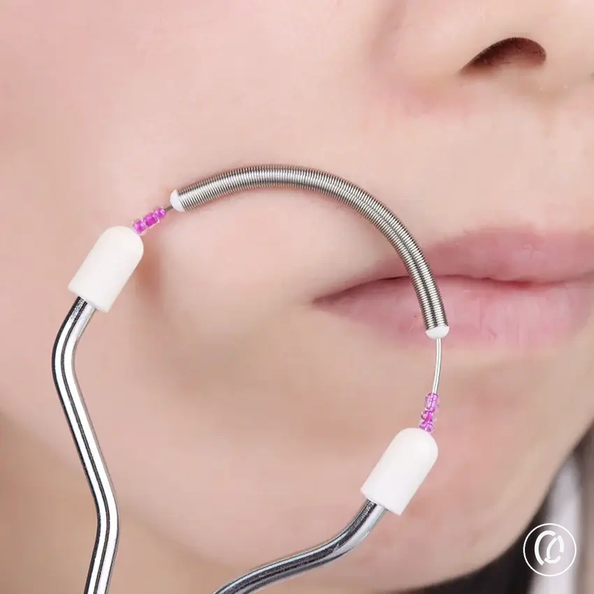 Portable spring roller facial hair remover for lip, eyebrow, and cheek areas