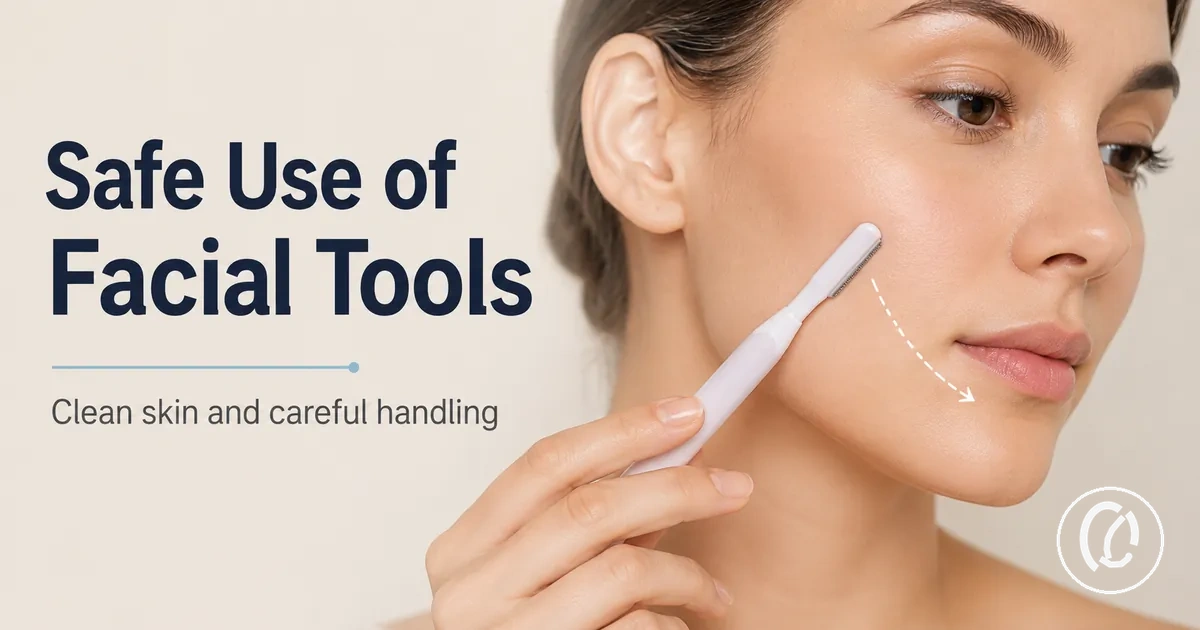 A facial hair removal tool being used carefully on clean skin