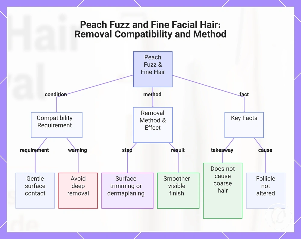 Peach Fuzz and Fine Facial Hair: Removal Compatibility and Method