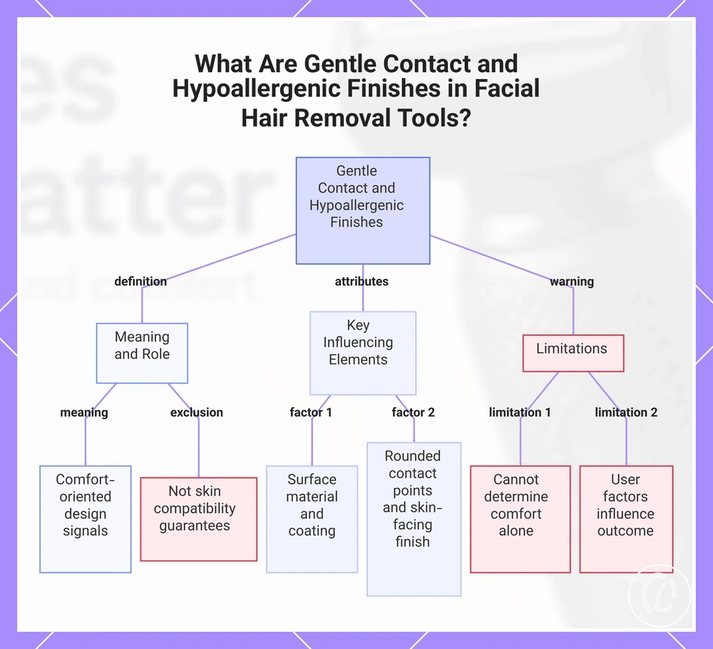 What Are Gentle Contact and Hypoallergenic Finishes in Facial Hair Removal Tools?
