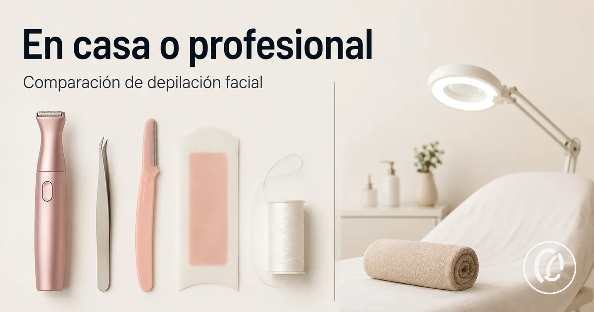 Herramientas de depilación facial en casa mostradas como alternativa a la depilación profesional