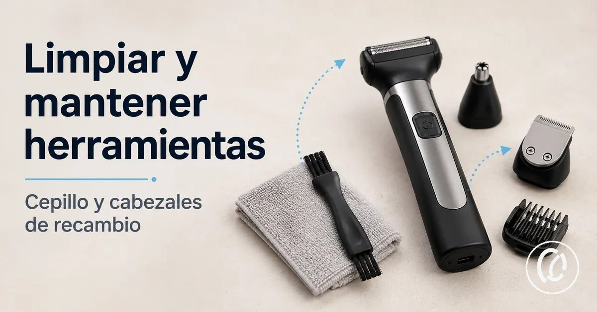 Herramientas para eliminar vello facial con cepillo de limpieza y cabezales de recambio