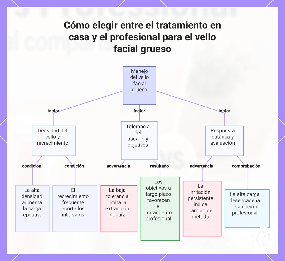 Cómo elegir entre el tratamiento en casa y el profesional para el vello facial grueso