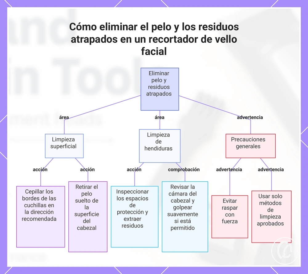 Cómo eliminar el pelo y los residuos atrapados en un recortador de vello facial