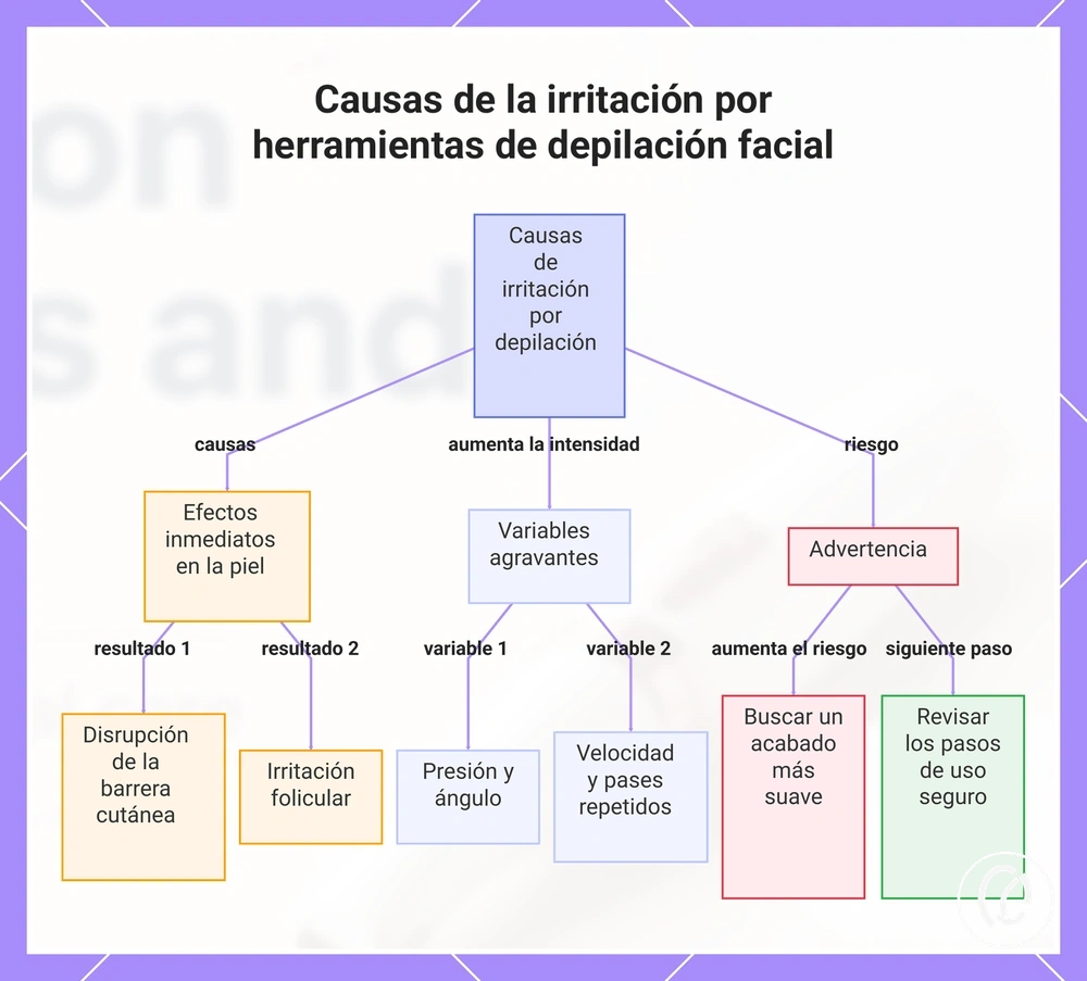 Causas de la irritación por herramientas de depilación facial