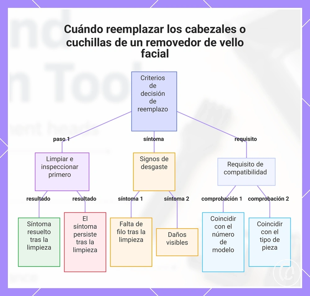 Cuándo reemplazar los cabezales o cuchillas de un removedor de vello facial
