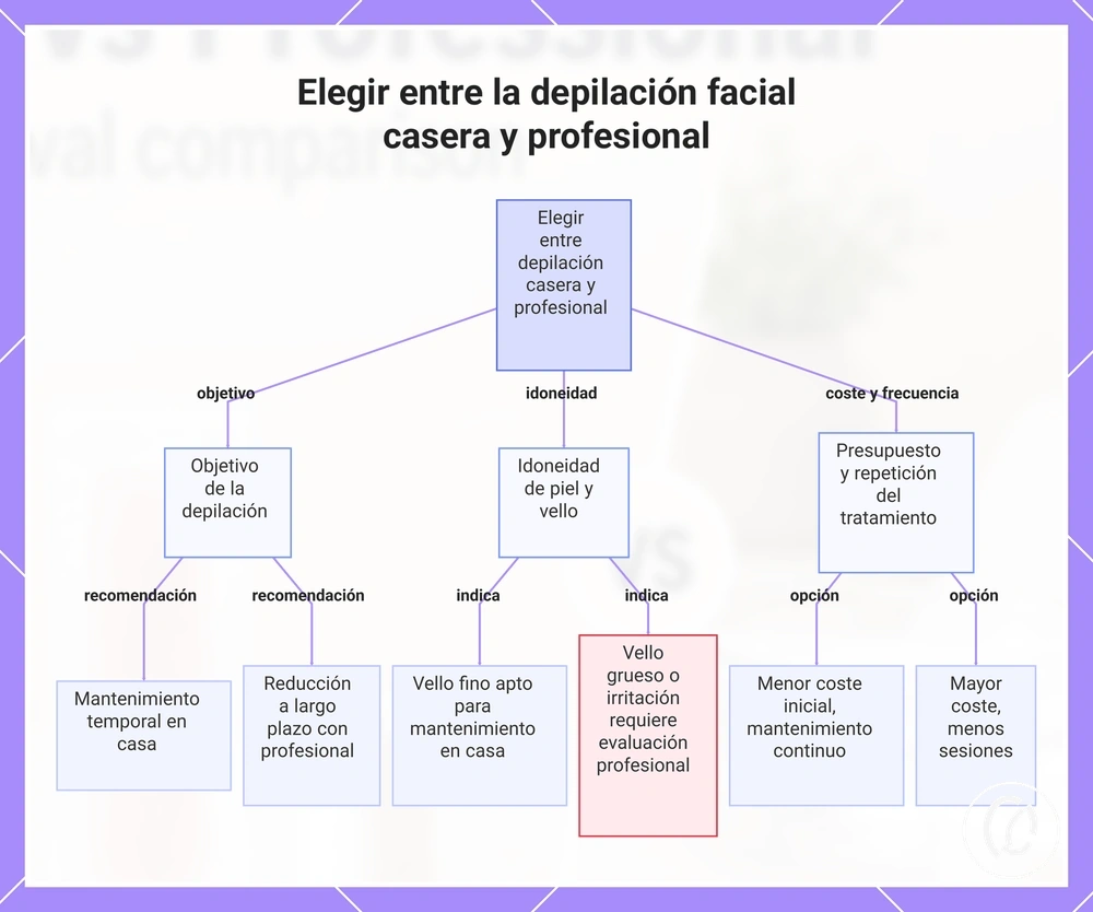 Elegir entre la depilación facial casera y profesional
