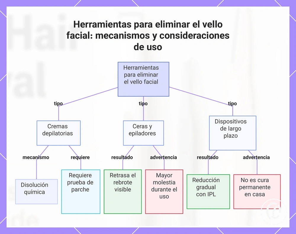 Herramientas para eliminar el vello facial: mecanismos y consideraciones de uso