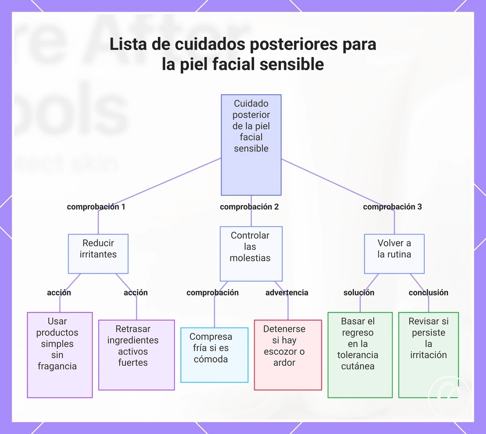 Lista de cuidados posteriores para la piel facial sensible