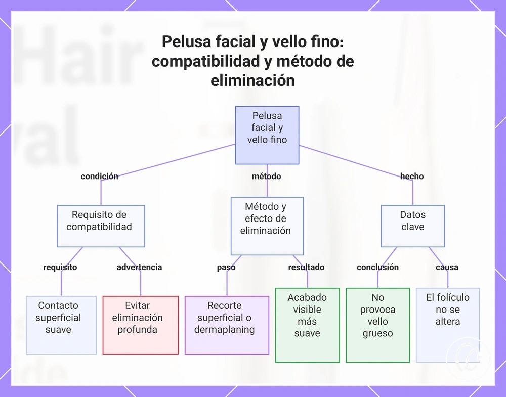 Pelusa facial y vello fino: compatibilidad y método de eliminación