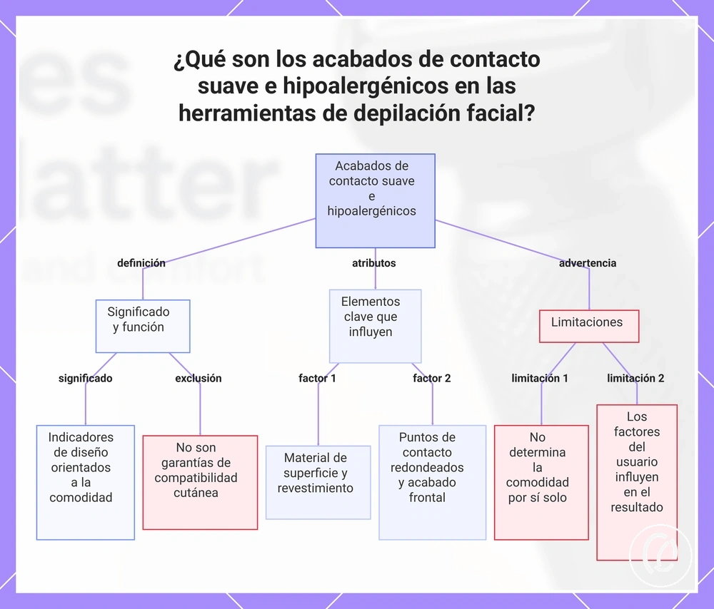 ¿Qué son los acabados de contacto suave e hipoalergénicos en las herramientas de depilación facial?