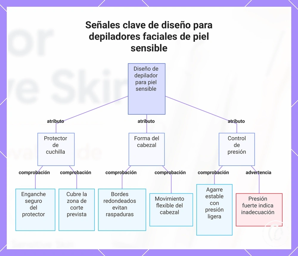 Señales clave de diseño para depiladores faciales de piel sensible