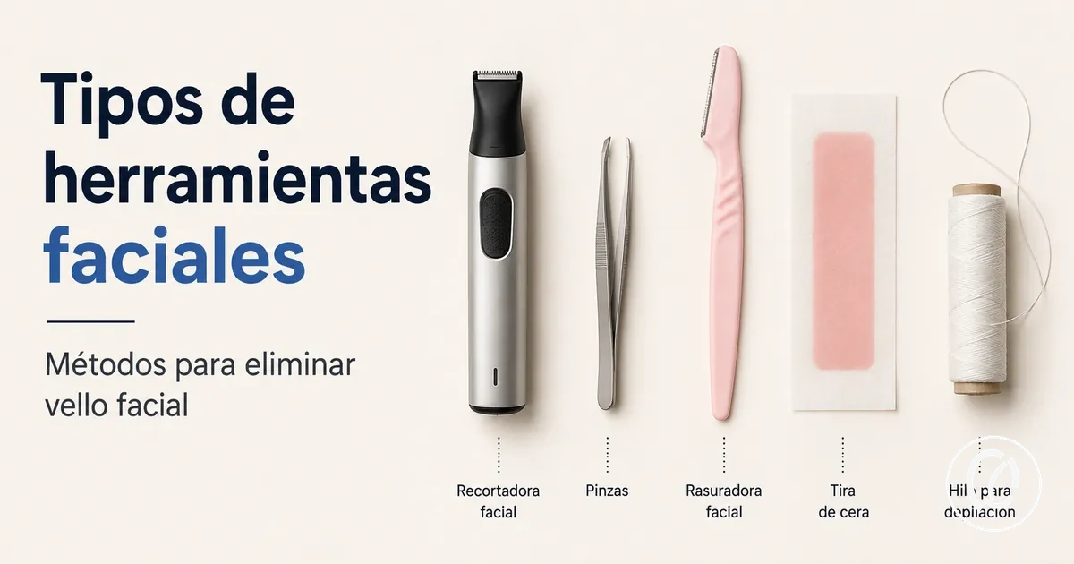 Distintos tipos de herramientas para eliminar vello facial mostrados uno junto a otro