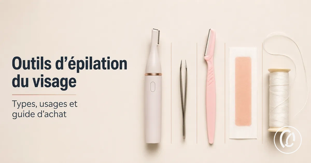 Ensemble d’outils d’épilation du visage disposés pour comparer les types et les usages