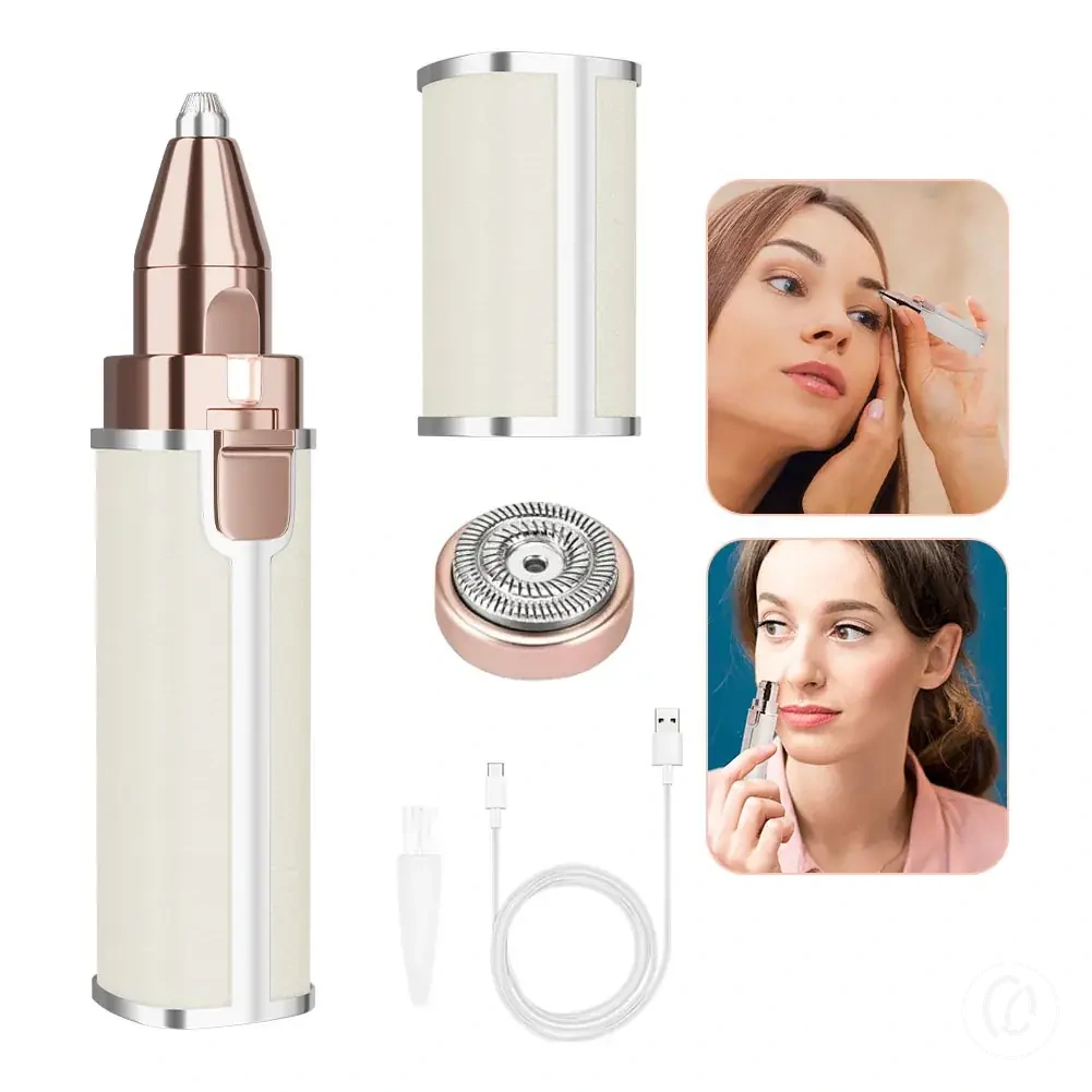 Tondeuse à sourcils USB rechargeable et épilateur visage avec lumière LED