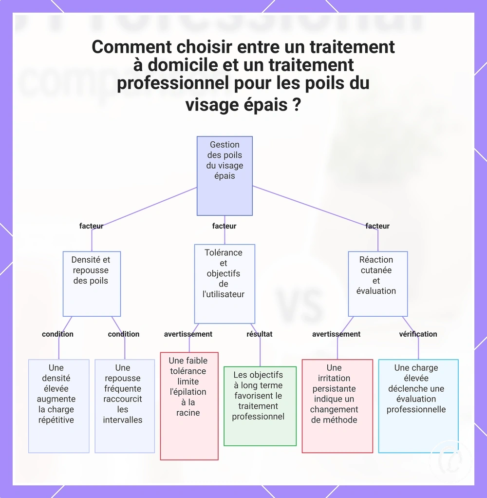 Comment choisir entre un traitement à domicile et un traitement professionnel pour les poils du visage épais ?