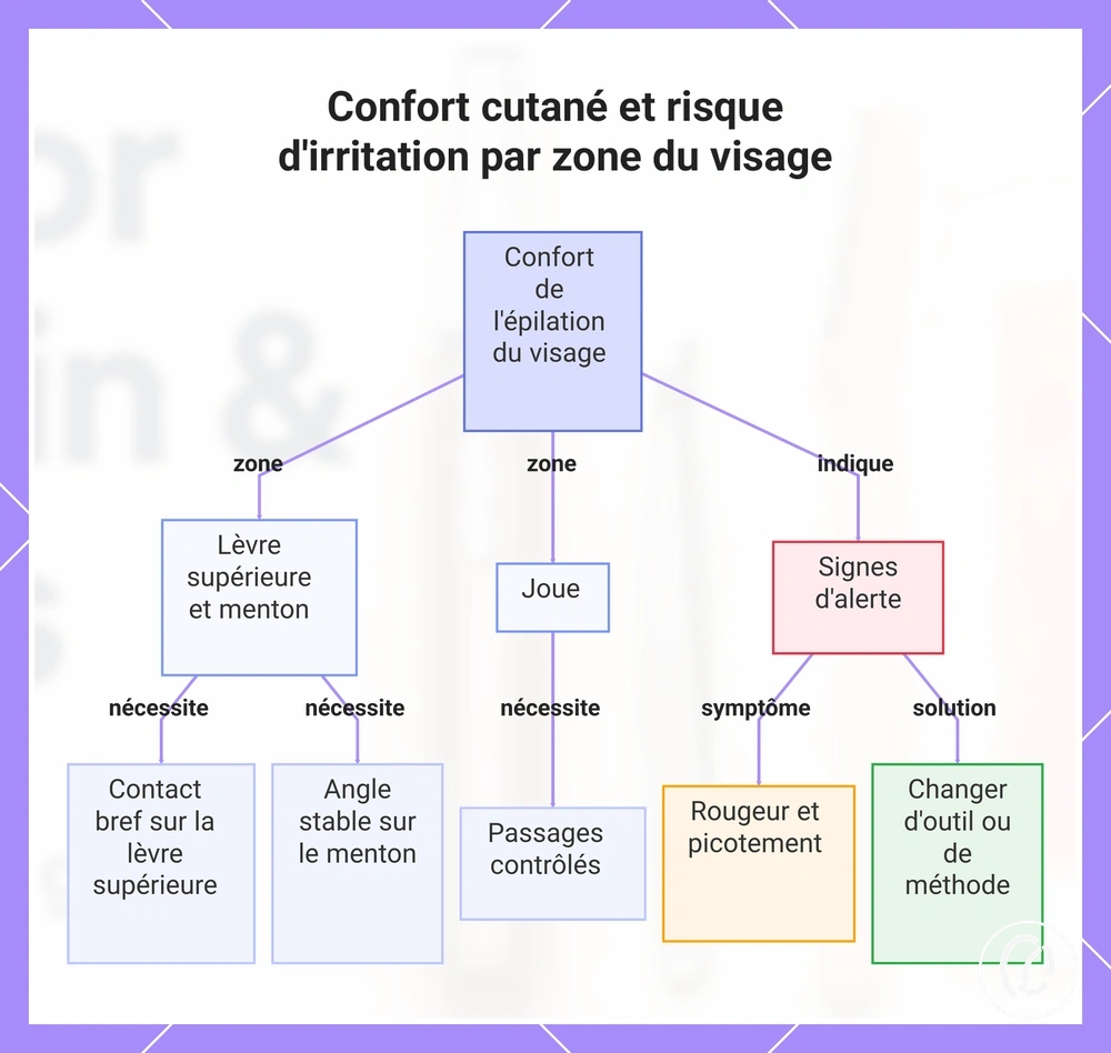 Confort cutané et risque d'irritation par zone du visage