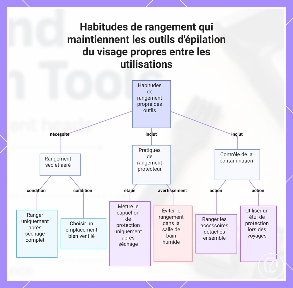 Habitudes de rangement qui maintiennent les outils d'épilation du visage propres entre les utilisations