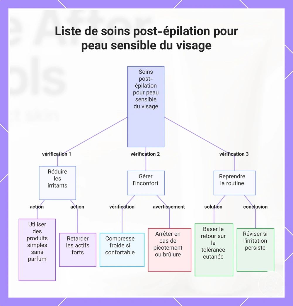 Liste de soins post-épilation pour peau sensible du visage