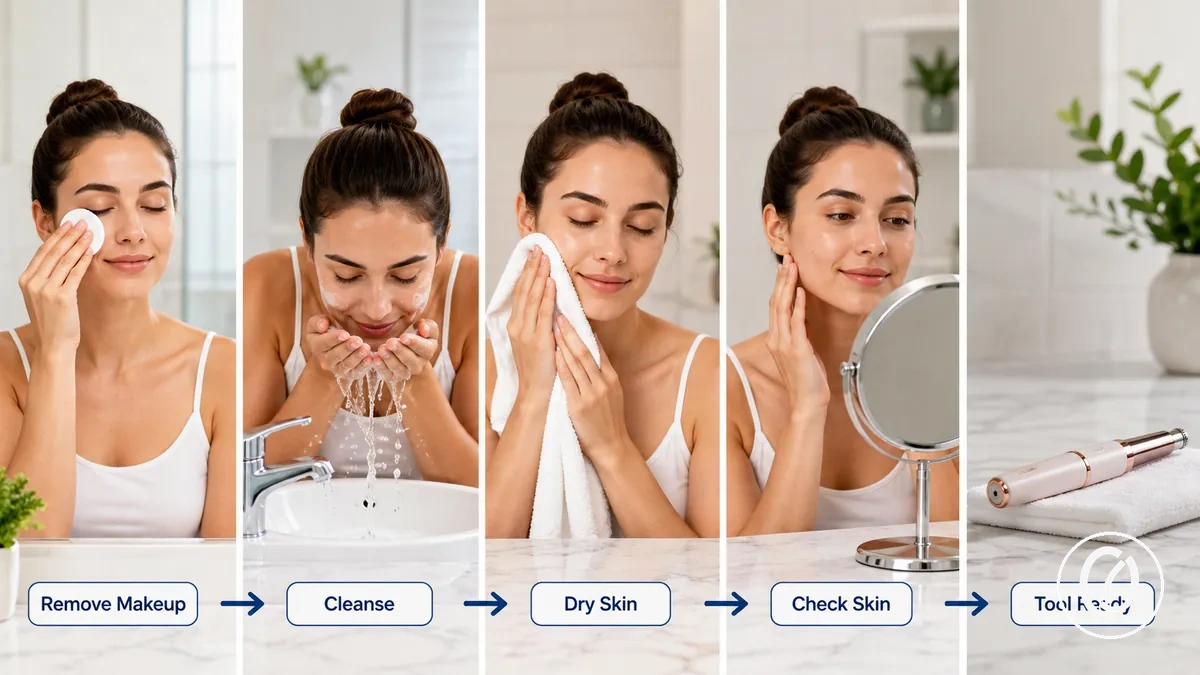 Préparation de la peau avant l utilisation d un outil d épilation du visage