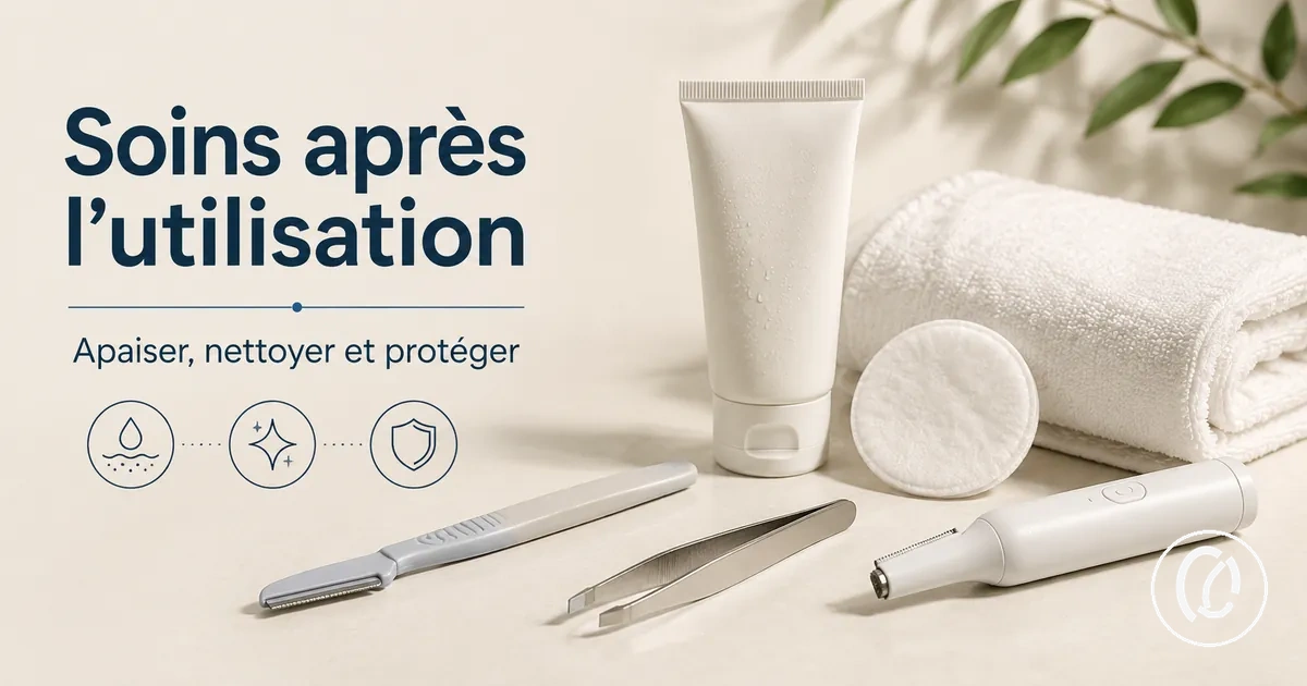 Produits de soin placés à côté d’outils d’épilation du visage