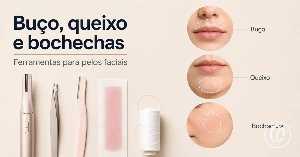 Ferramentas para remover pelos faciais no buço, queixo e bochechas