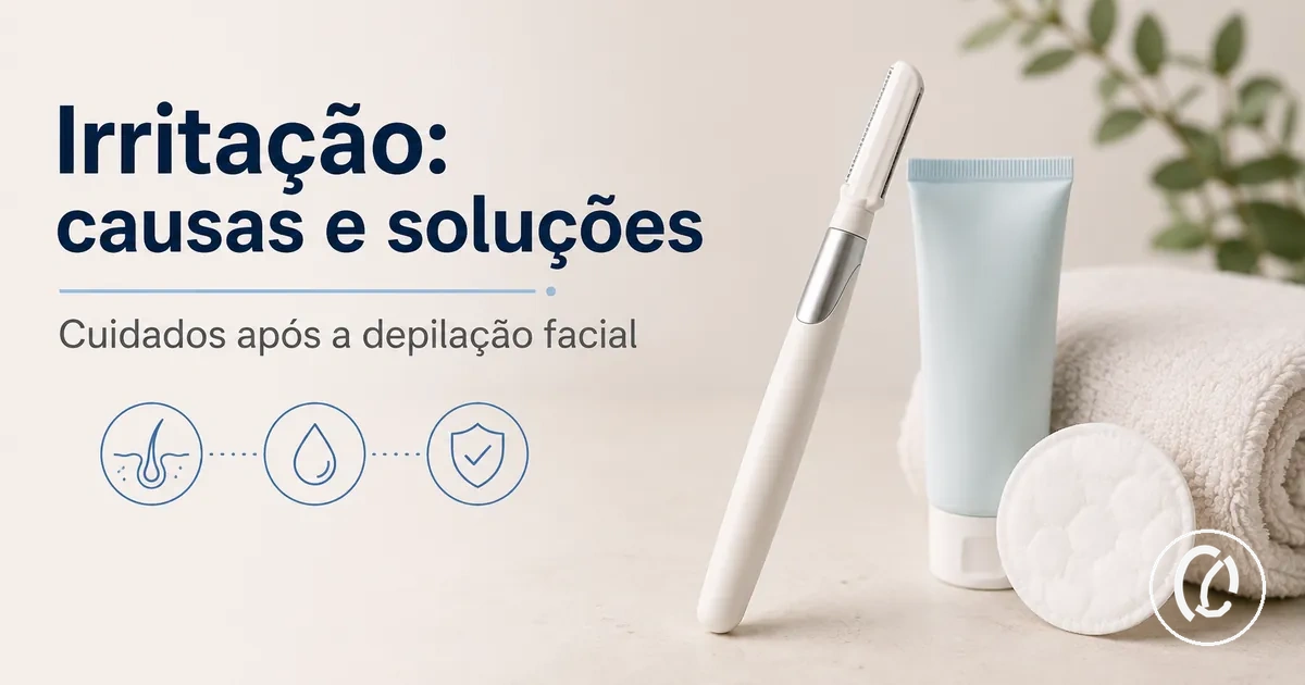 Ferramenta para remover pelos faciais com itens calmantes para cuidar da irritação
