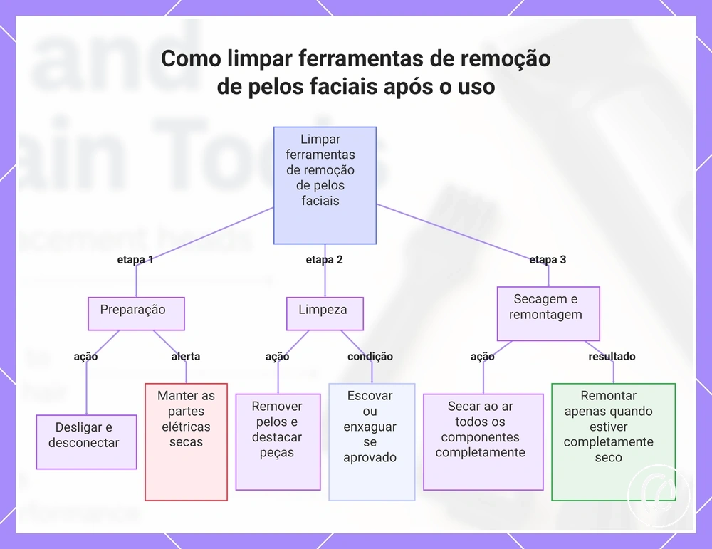 Como limpar ferramentas de remoção de pelos faciais após o uso