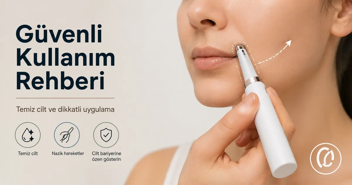 Temiz cilt üzerinde dikkatli kullanılan bir yüz tüyü alma aracı
