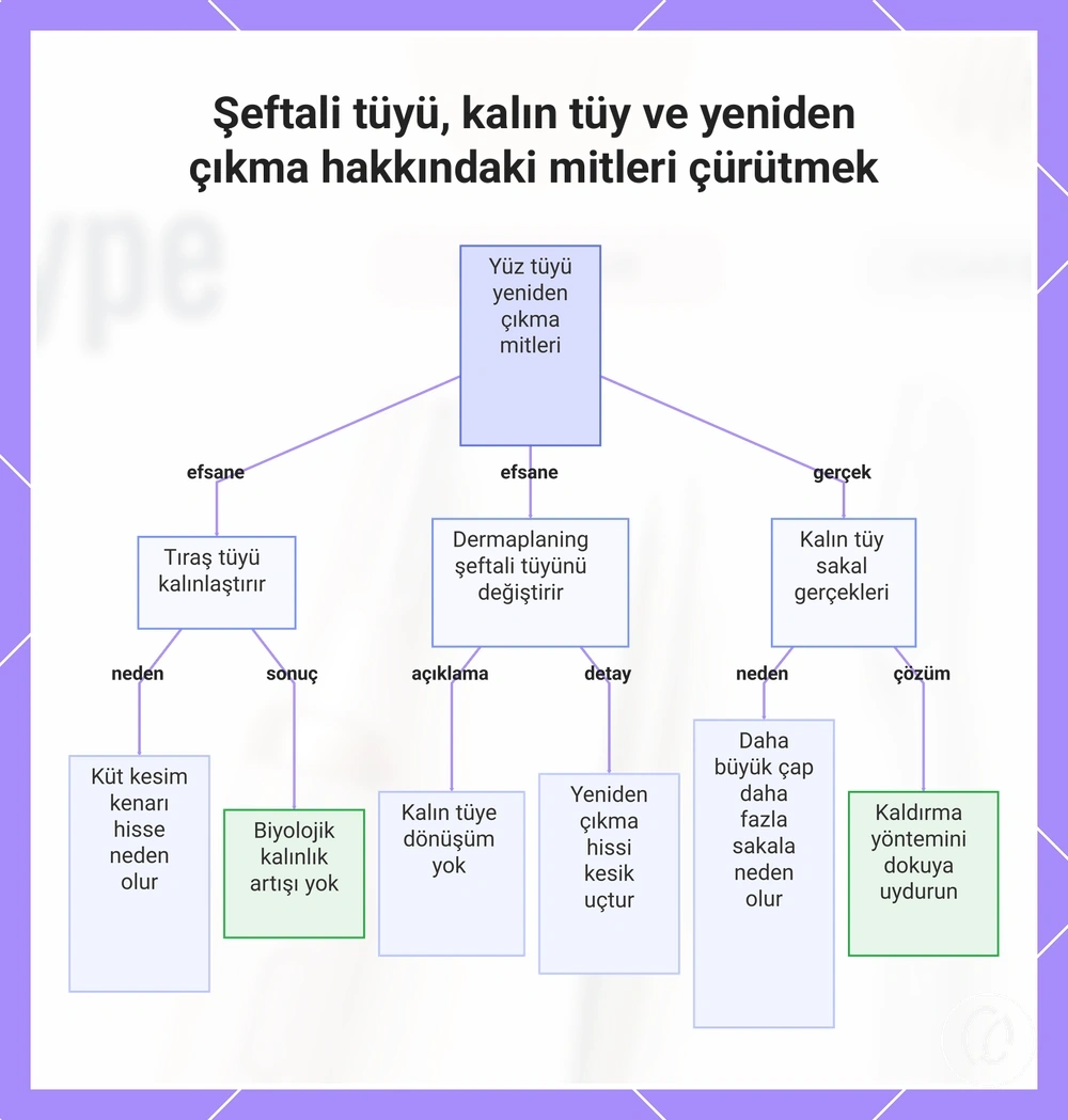 Şeftali tüyü, kalın tüy ve yeniden çıkma hakkındaki mitleri çürütmek