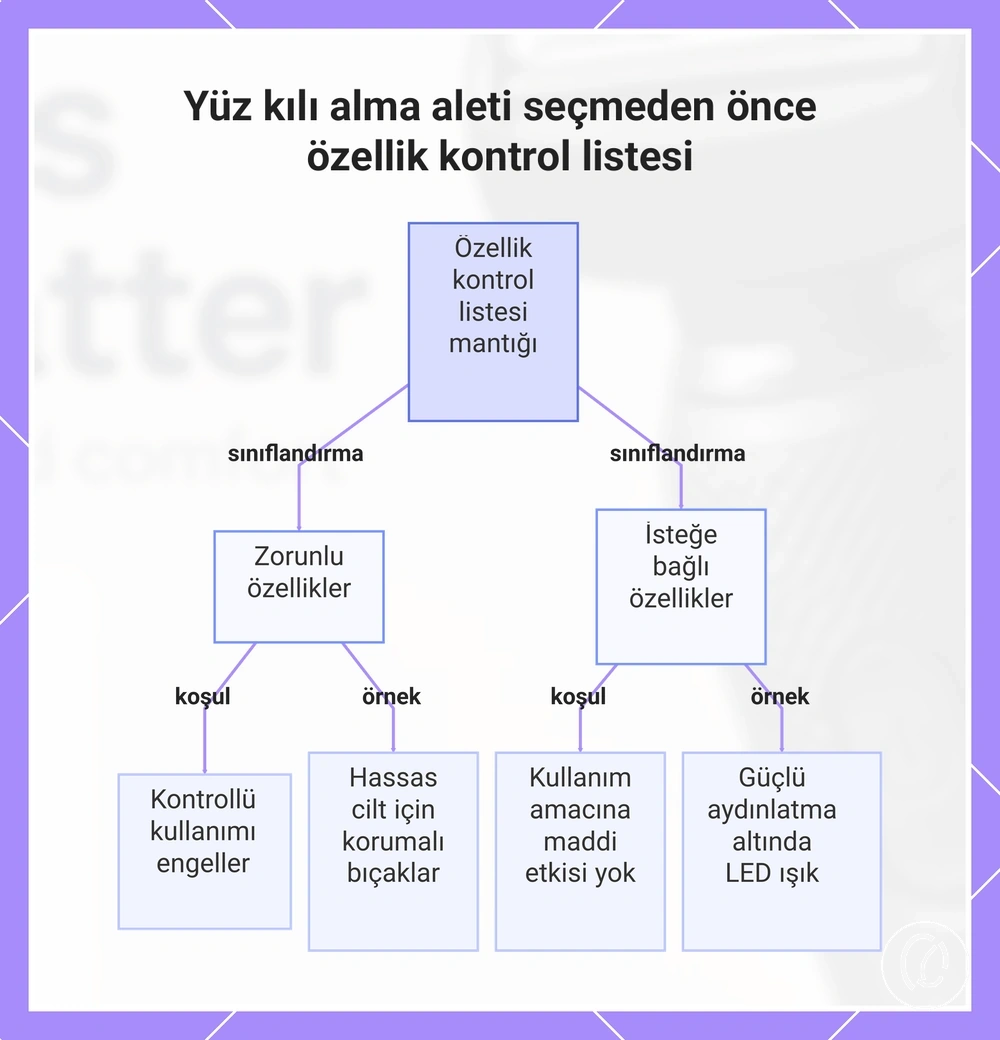Yüz kılı alma aleti seçmeden önce özellik kontrol listesi
