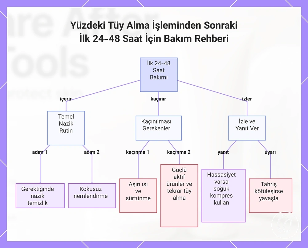 Yüzdeki Tüy Alma İşleminden Sonraki İlk 24-48 Saat İçin Bakım Rehberi