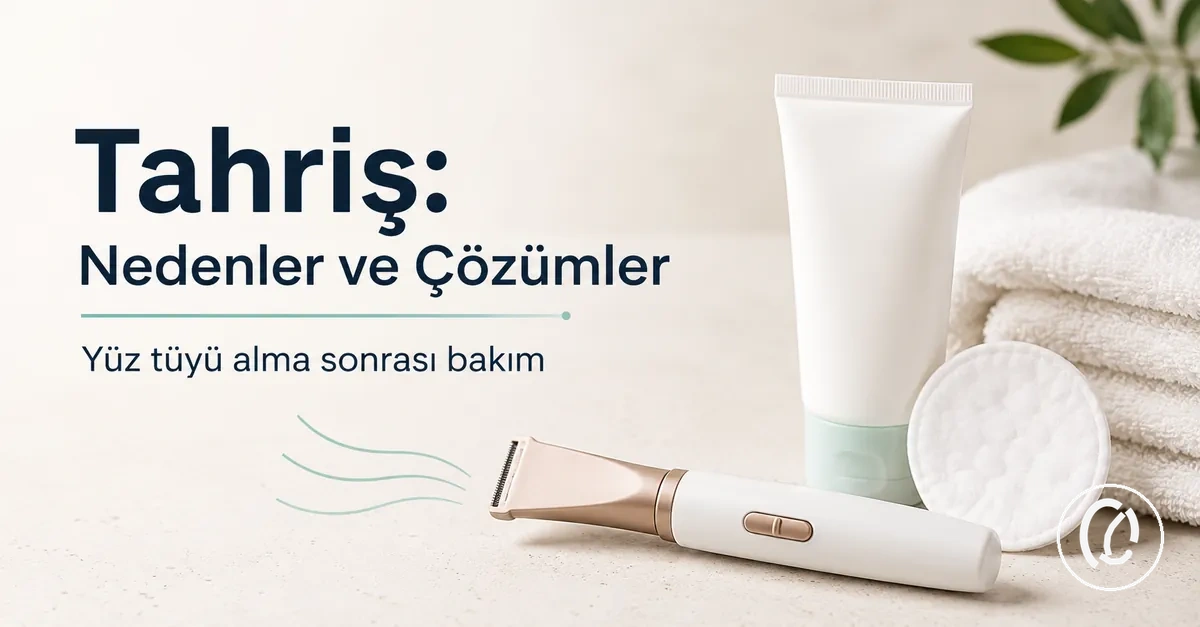 Tahriş bakımı için yatıştırıcı cilt ürünleriyle birlikte yüz tüyü alma aracı