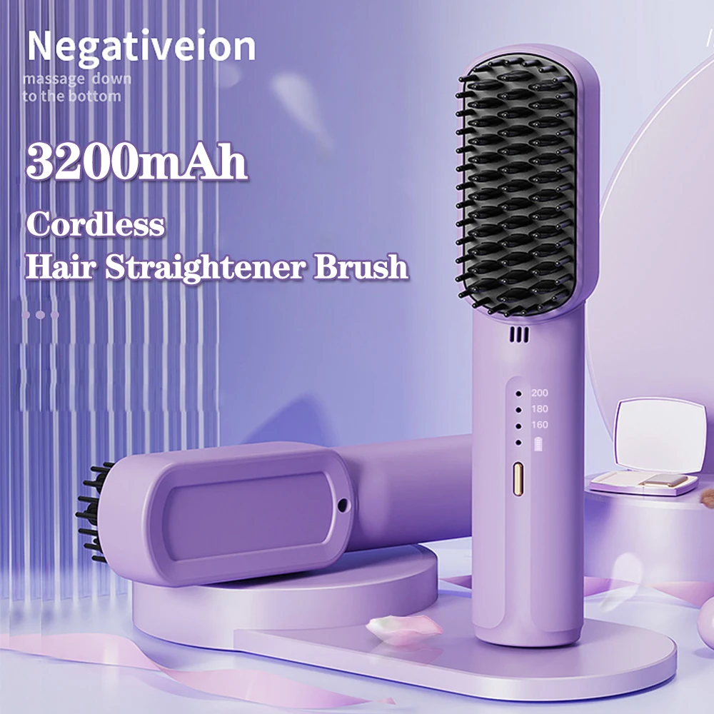 Peigne chauffant lisseur brosse lissante sans fil