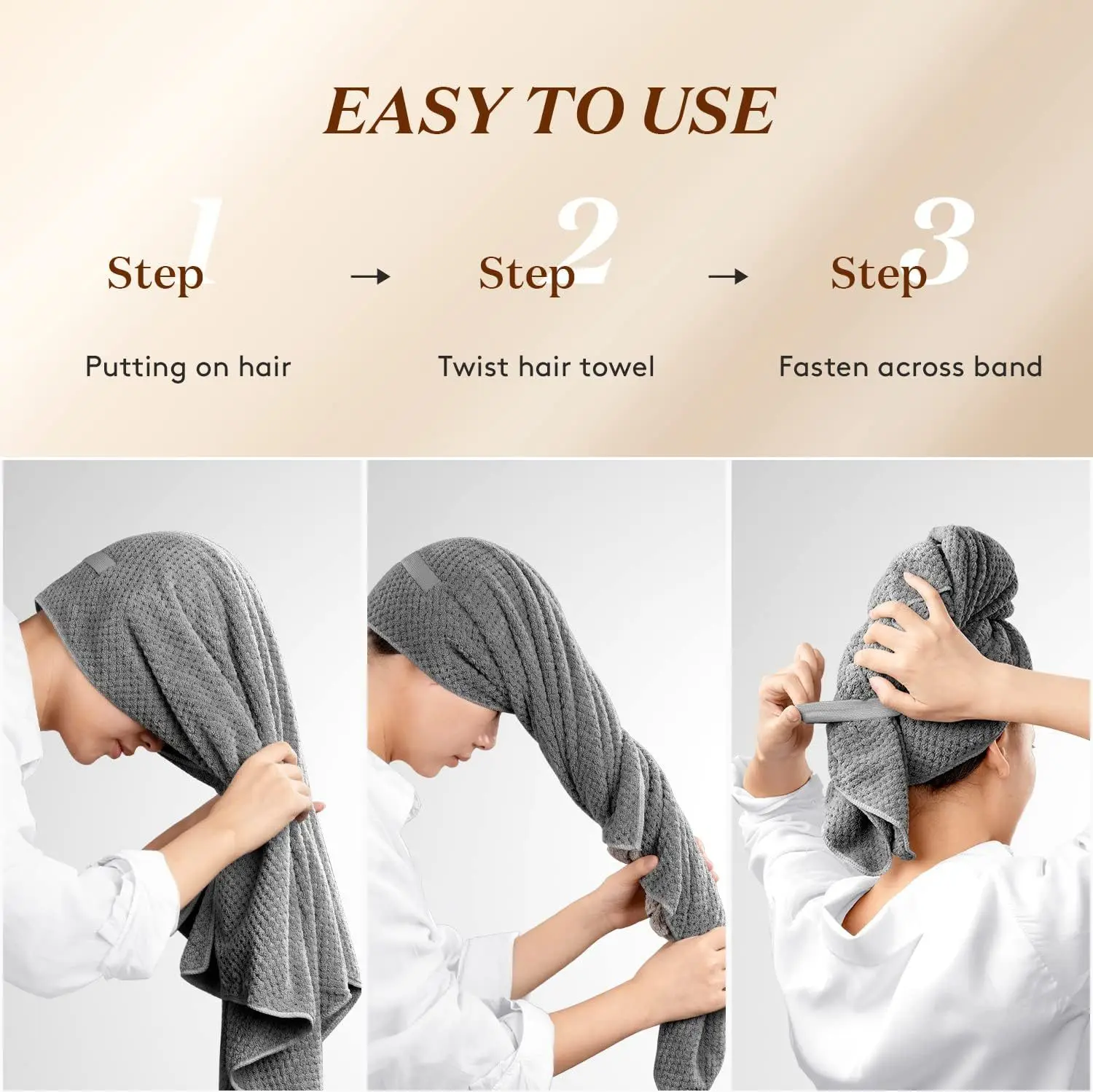 Grande Serviette de Cheveux Longs en Microcarence pour Femme