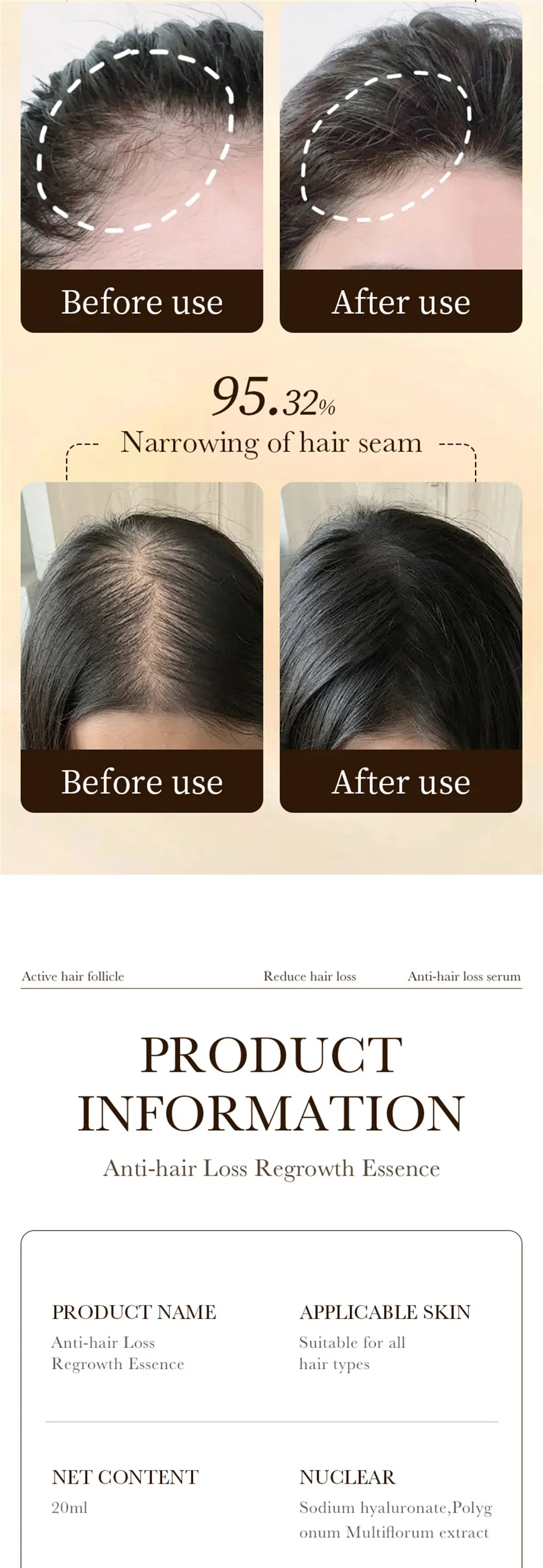 Essence de croissance rapide des cheveux