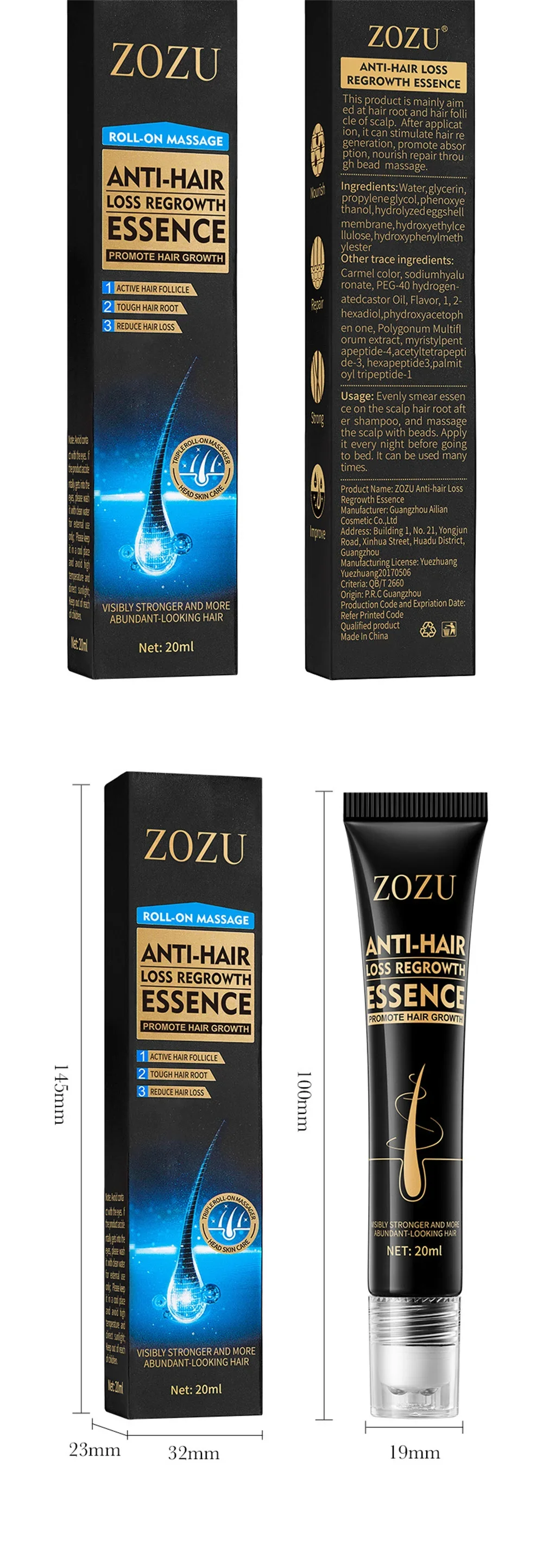 Essence de croissance rapide des cheveux