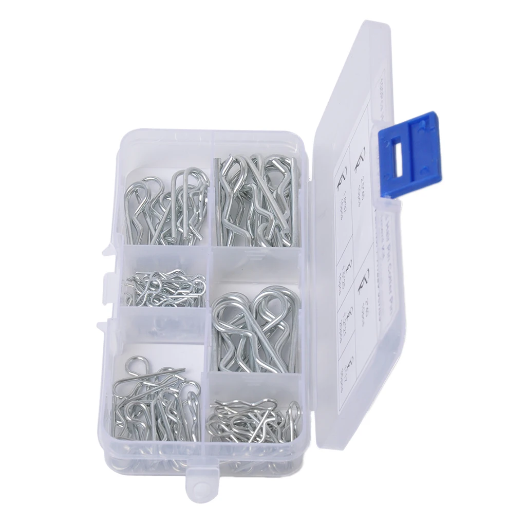 100 PC Industrial Mechanical Hitch Hair R Cotter Pin Tractor Clip Assortment