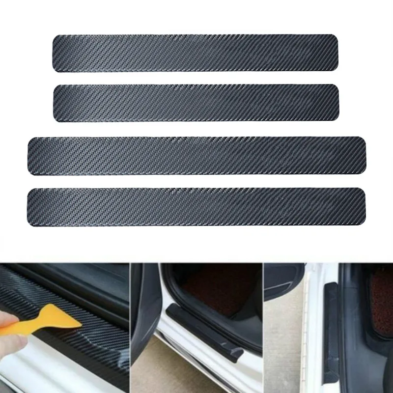 Autocollants de seuil de porte de voiture en fibre de carbone
