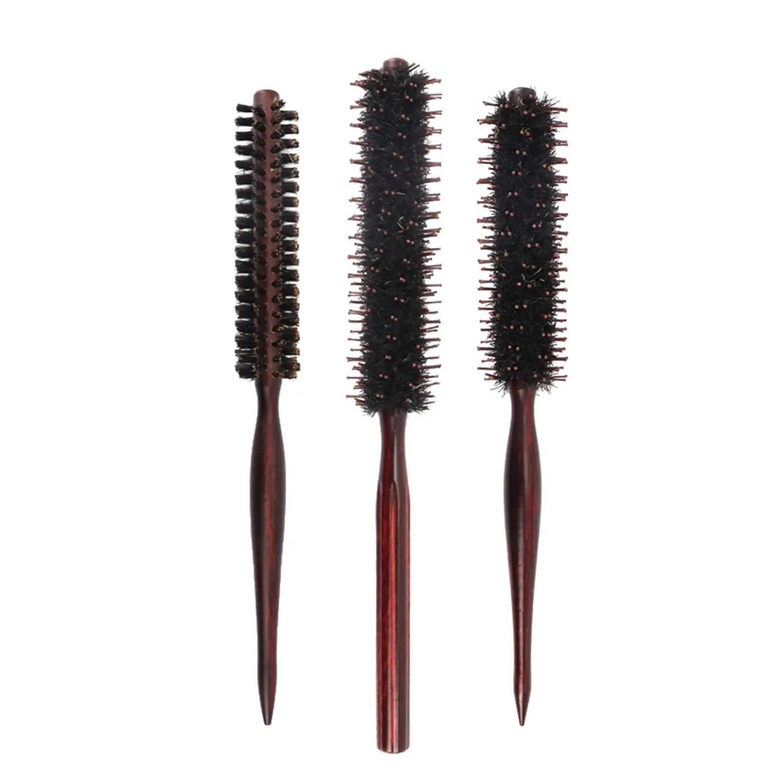 Hair Brush Hair Comb Small Roller Round Brush Wooden Handle Rolling Brush for Hairdressing Volumizing Detangling Men Women Hotel
